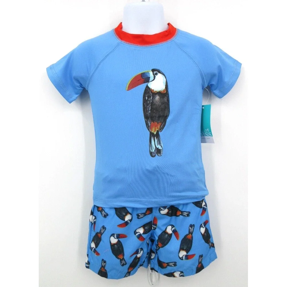 UPF 50+ OUTDOOR OASIS SWIM TRUNKS WITH RASH GUARD Infant Boy‎ 18 Mo Blue Parrot